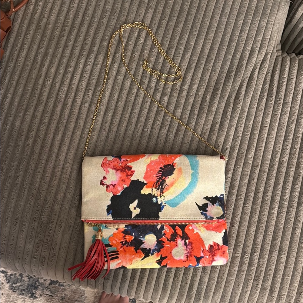 Floral Print Women's Bag with Chain Strap